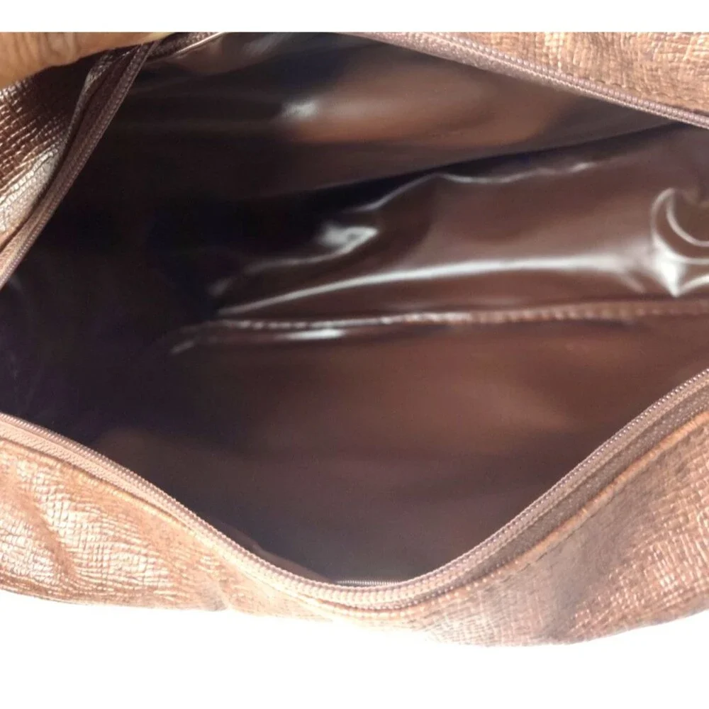 American Style Lacrosse Mens Shaving Toiletry Travel Bag Brown Leather  12x7x4